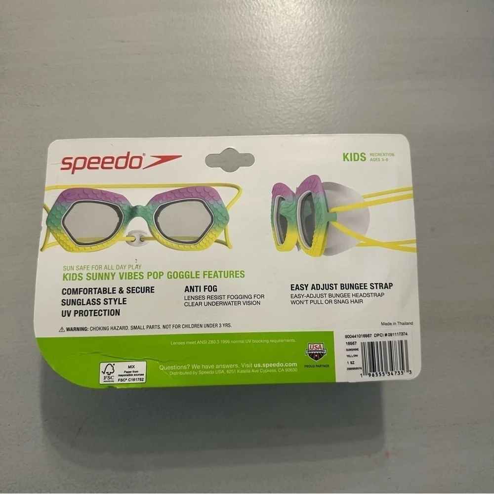 Speedo Sunny Vibes Pop Goggle Features Sunglass Style Anti-Fog Kids Ages 3-6 NWT